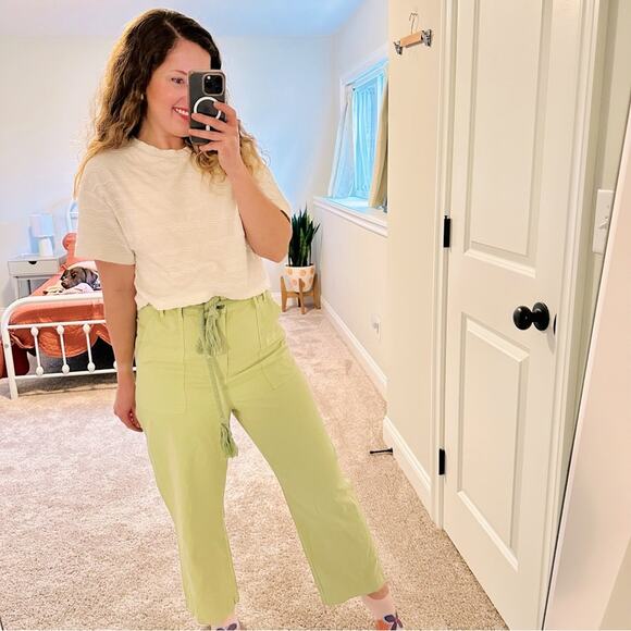 THE GREAT. Pants - THE GREAT. Green Cotton Pants 30